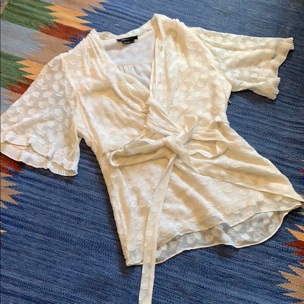 Moving Sale! Cream Silk Wrap Blouse